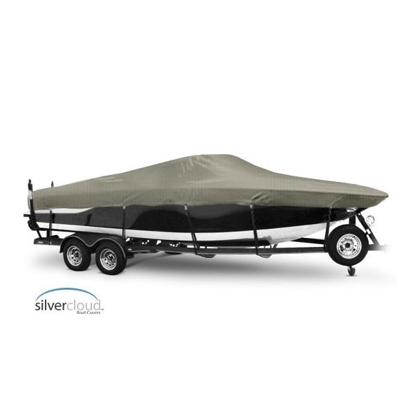 Eevelle Boat Cover FISH & SKI Walk Thru Windshield, Outboard Fits 20ft 6in L up to 96in W Khaki SCVNWT2096B-KHA - main